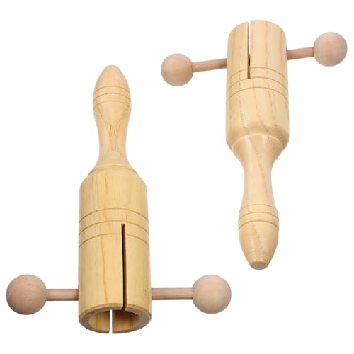 Vaguelly 2 Stück Holz Hand Rasseln Musikinstrumente für Selbstklingende Schüttelspielzeuge aus Hochwertigem Material für Frühe Musikalische von Vaguelly