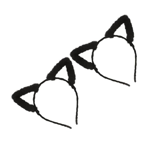 Vaguelly 2 Stück Katzenohren Haarreif aus Plüsch für und Mädchen Süßes Tierkostüm Zubehör für Partys Cosplay und Stylische Looks Schwarz von Vaguelly