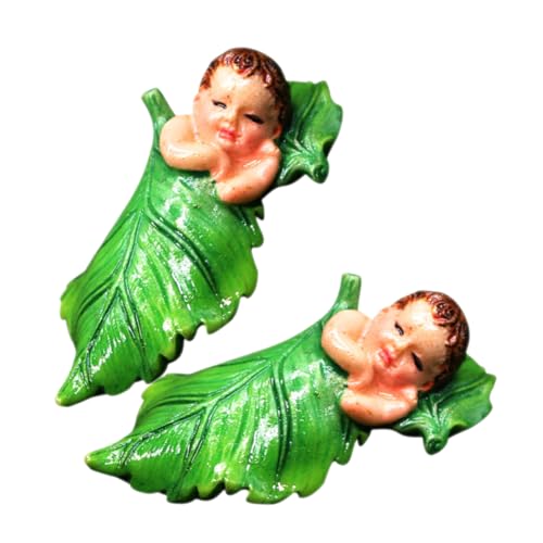 Vaguelly 2 Stück Kleine Landschaftsornamente gartenfigur Garten Statue Niedliche Skulptur Gartendekoration Fee-Statue aus Kunstharz Miniaturfiguren Harzfiguren kleine Figuren Green von Vaguelly