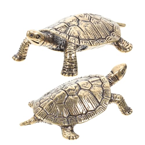 Vaguelly 2stücke Vintage Messing Schildkröten Figuren Antike Dekoration Für Schreibtisch Und Symbol Langlebigkeit Rustikale Wohnkultur Tierornamente Für Zuhause Und Büro von Vaguelly