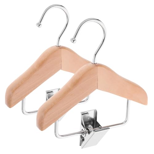 Vaguelly 2 Stück Mini Holz Kleiderbügel für Puppen Praktische und Langlebige Aufhänger für Puppenkleidung zur Organisation im Puppenhaus Dekoration von Vaguelly