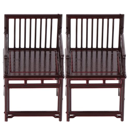 Vaguelly 2 Stück Mini Stuhl Modell Vintage Wohndekor Puppenmöbel Innenmöbel Dekoration Wohnaccessoires Retro Miniaturmöbel Zubehör Miniaturstuhl Dunkelbraun Abs von Vaguelly