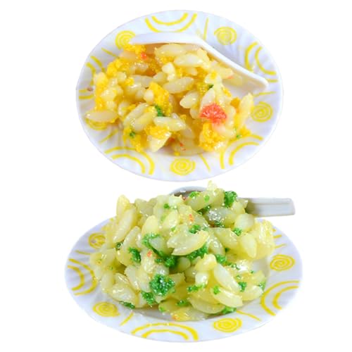 Vaguelly 2 Stück Miniatur Egg Fried Rice Modell Realistisches für Puppenhäuser Lebensmittel Deko für Material Lustiges Zubehör für Kreative Spielwelten von Vaguelly
