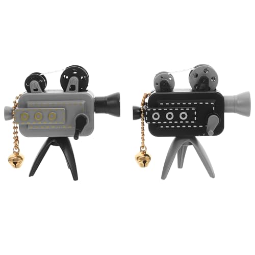 Vaguelly 2 Stück Miniatur-Filmprojektor: Retro-Modell, Kunststoff, Schreibtisch-, Vintage-Stil, Mini-Projektor für Büro oder Zuhause, Filmliebhaber, Puppenhaus-Zubehör von Vaguelly