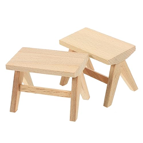Vaguelly 2 Stück Miniatur Hocker Modell Holz Hocker für Puppenhaus Dekoration Geeignet für Wohnzimmer Schlafzimmer und Garten für DIY Puppenhaus Zubehör von Vaguelly