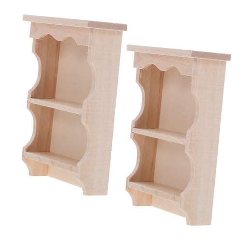 Vaguelly 2stücke Minischrank Für Puppenhausmöbel Handgefertigt Aus Holz Mit Vintage-Design Realistischer Mini-wandschrank Als Aufbewahrungsschrank Für Puppenhausdekoration von Vaguelly