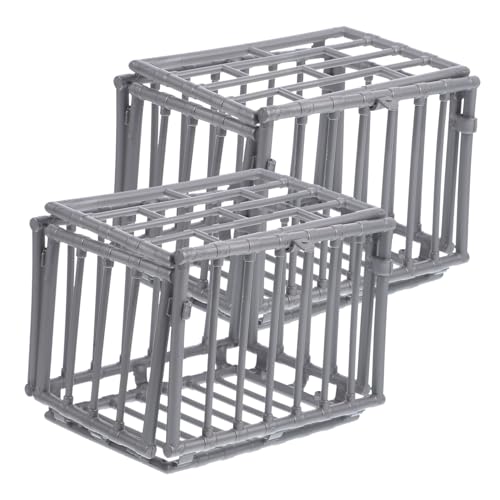 Vaguelly 2 Stück Miniatur Käfig Modell DIY Kunststoff Käfig Dekoration für Action Figuren Kleine Puppen Zubehör für Mikroszenen Bastelprojekte von Vaguelly