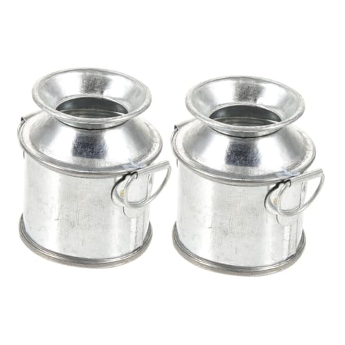 Vaguelly 2 Stück Miniatur Milchkanne Dekorative Metall Eimer für Puppenhaus und Mikrolandschaften für Kreative Wohnräume Realistisches Design und Verarbeitung von Vaguelly