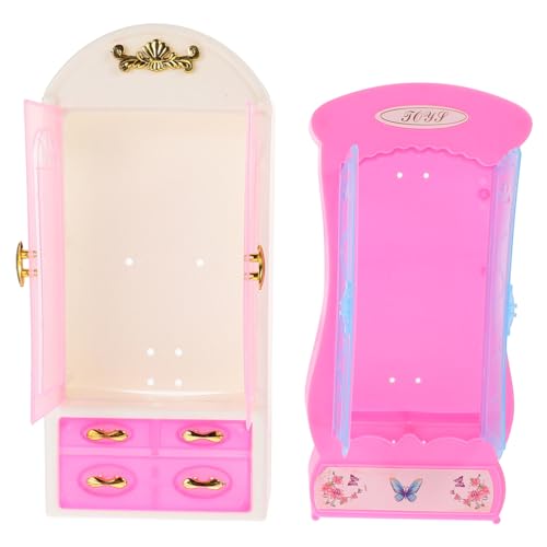 Vaguelly 2 Stück Miniatur Puppenhaus Kleiderschrank Teilig aus Kunststoff Mini Möbel Zubehör für Puppenhaus Schlafzimmer und Wohnzimmer Robust für Kreative Rollenspiele von Vaguelly
