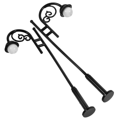 Vaguelly 2 Stück Miniaturparkmodell Puppe Dollhouse Accessories Dollhouse zubehör Flur Lampe Mini-Straßenlaternen Szenendekor Miniaturmodell Einer Straßenlaterne Szene Lampe Legierung von Vaguelly