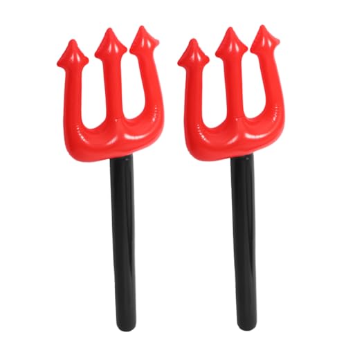 Vaguelly 2 Stück PVC Aufblasbare Teufelsgabel Halloween Deko Cosplay Zubehör Rot Dämonen Fork für Party Kostüm von Vaguelly