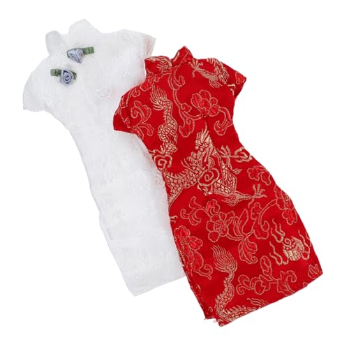 Vaguelly 2 Stück Puppe Cheongsam Kleidung Austauschbares Puppenkleid Puppen-Cheongsam Für Puppe Puppenkostüm Austauschbare Puppe Cheongsam Spielzeugpuppe Cheongsam Puppenkleid Stoff von Vaguelly