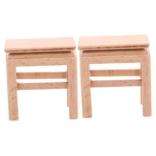 Vaguelly Miniatur-puppenhausmöbel-Set 2-teilig Mini-holzhocker Für Puppen Realistischer Puppenstuhl Hocker Für Dekorationen von Vaguelly