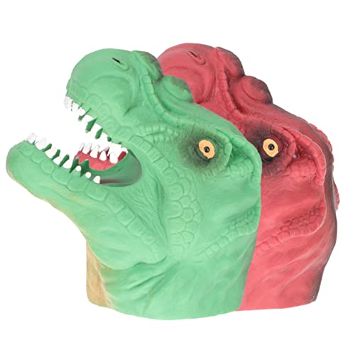 Vaguelly 2 Stück Realistische Dinosaurier Handpuppen Interaktive Finger Spielzeuge für Detailgetreue Puppets Grün und Rot Fördert Kreativität und Fantasie bei Storytime von Vaguelly