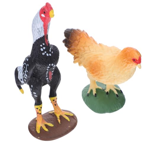 Vaguelly 2 Stück Realistische Hühner Figuren aus Robustem Detailgetreue Henne Hahn für Pädagogisch Farbenfrohe Farmtier Deko für Garten und Spielsets von Vaguelly