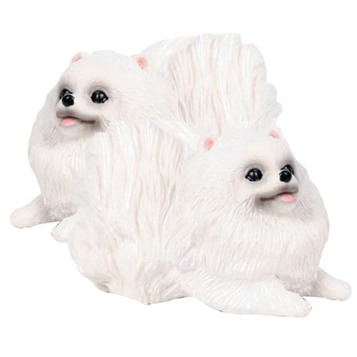 Vaguelly 2 Stück Realistische Pomeranian Hundemodelle aus Robustem PVC Detailgetreue Kleine Hundefiguren zur Dekoration Pädagogisches für Wohnräume von Vaguelly