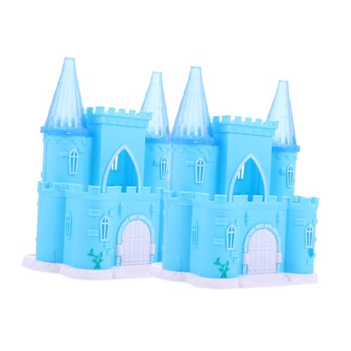 Vaguelly 2 Stück Schlossspielzeug Kleines Spielzeughaus Kinderspielzeug Villa Schlossform Schmuck Mini Hauszubehör Puppenhausdekor Kleines Hauszubehör Mini Hausdekor Abs Blau von Vaguelly