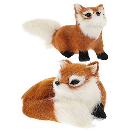 Vaguelly 2 Stück Simulation Fuchs Gefilztes Tier Plüsch Simulieren Stofftiere Fuchs Kuschelfüchse Pelzfuchs Kunstornament Wohndekor Gartendekor Kinderspielzeug Kunststoff von Vaguelly