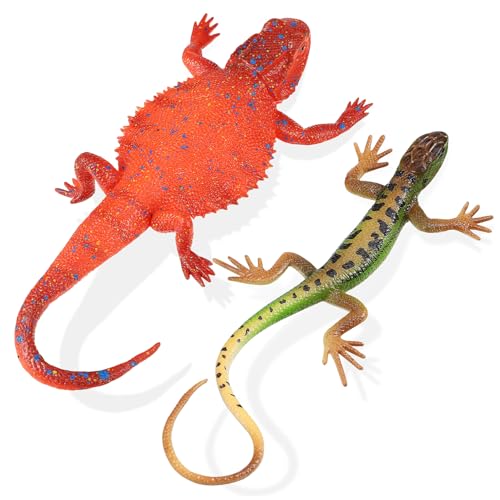 Vaguelly 2 Stück Simulation Tiermodell Eidechsenfigur Realistische Reptilienfigur Kleine Eidechsendekoration Realistische Simulation Eidechsenmodell Simulation Tierfiguren von Vaguelly