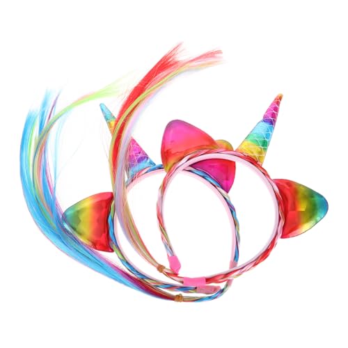 Vaguelly 2 Stück Teiliges Einhorn Haarreif mit Bunten Haarsträhnen Bequemes Kostümzubehör für Mädchen für Geburtstagsfeiern Halloween und Karnevalspartys Vaguelly 2 Stück Teiliges Einhorn Haarreif mit Bunten Haarsträhnen Bequemes Kostümzubehör für Mädchen für Geburtstagsfeiern Halloween und Karnevalspartys von Vaguelly