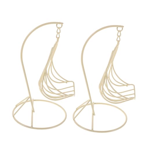 Vaguelly 2 Stück Teiliges Miniatur-Dollhouse Schaukelstuhl aus Robustem Metall Rustikales Metall-Modell für Puppenhaus Wohnzimmer Balkon und Fotorequisiten Dekorativer Hängesessel in von Vaguelly