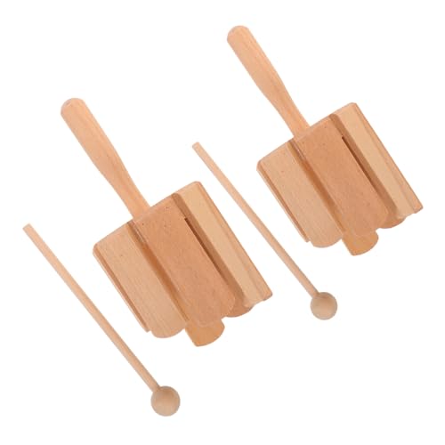 Vaguelly 2 Stück Teiliges Orff Instrument Rhythmus Percussion aus Massivem Holz mit Schlägel Montessori Musikinstrument für Frühe Musikalische und Hand-Auge-koordination von Vaguelly