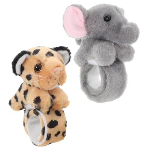 Vaguelly 2 Stück Teiliges Plüsch Tier Slap Armband Kuscheltier Armbänder Komfortabel Weiches Stofftier für Jungen Mädchen Partyzubehör von Vaguelly