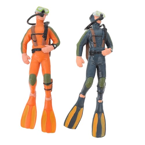 Vaguelly 2 Stück Teiliges Taucher Modell PVC Actionfiguren Realistische Desktop Dekoration Lernspielzeug für Aquarium Schmuck Geschenk von Vaguelly