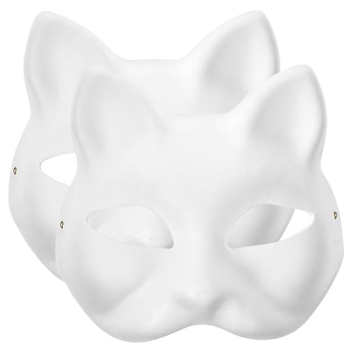 Vaguelly 2 Stück Unbemalte Katzenmaske aus Papier Diy Masquerade Masken für Bastelmasken zum Bemalen für Halloween Karneval und Kreative Feiern von Vaguelly