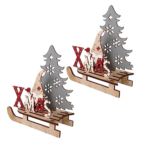 Vaguelly 2 Stück Weihnachtsdeko Holzschlitten Ornament für Kreative DIY Gestaltung für Tischdekoration Kinderzimmer und Festliche Anlässe Packung von Vaguelly