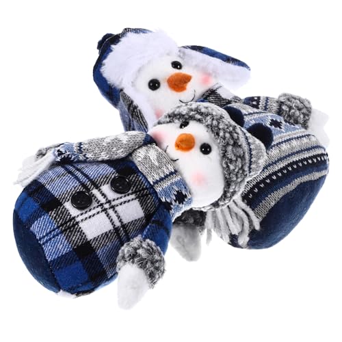 Vaguelly 2 Stück Weihnachtsdeko Schneemann Figur Niedliche Stoffpuppe als Tischdekoration Festliche Xmas Ornament Perfektes für Wohnzimmer und Weihnachtsfeier von Vaguelly