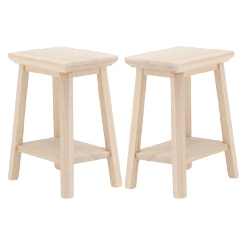 Vaguelly 2 Stück puppenhaus hocker Miniatur Mini-Hocker Puppenhausmöbel Mini-Stühle Mini-Hausstuhl Mini-Möbel schmücken Puppenhaus-Hockermodell Puppenhauszubehör Möbelmodelle hölzern Beige von Vaguelly