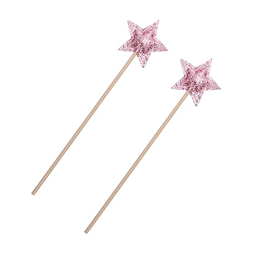 Vaguelly 2 Stücke Mädchen Party Fee Fee Stick Stern Form Fee Geburtstag Fee Fee Stern Geformt Fee Cosplay Requisiten Holz Rosa von Vaguelly