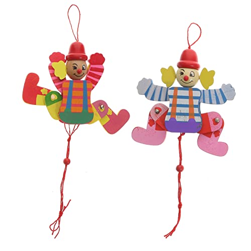 Vaguelly 2-Teilige Schnur Clownpuppe aus Holz interaktives Puppen spielsachen für Toys Puppets Marionette Puppenspiel-Requisite Holzpuppe Clown-Puppe Handpuppe von Vaguelly