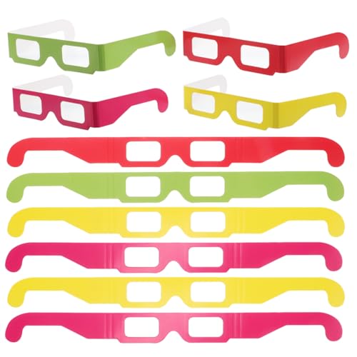 Vaguelly 3D-Rave-Brille 20 Stück Papier Effekt Brille Lustige Brillen Brechungsbrillen für Fasching Musikfestivals Party Bar von Vaguelly