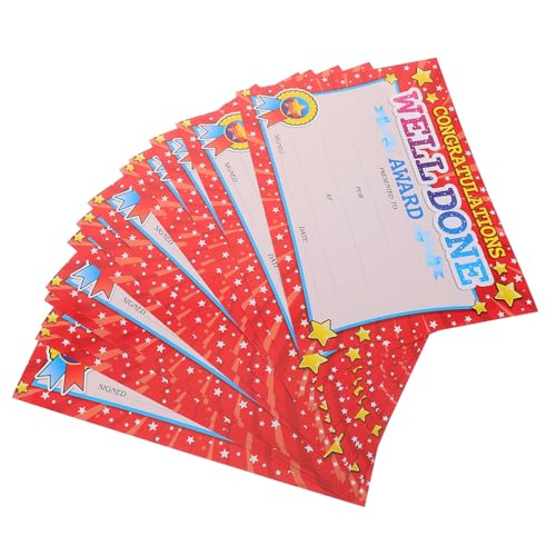 Vaguelly 20 Stücke Dicke Award Zertifikate Für Studenten Kindergarten Anerkennung Zertifikat Englisch Student Awards Entzückende Klassenzimmer von Vaguelly