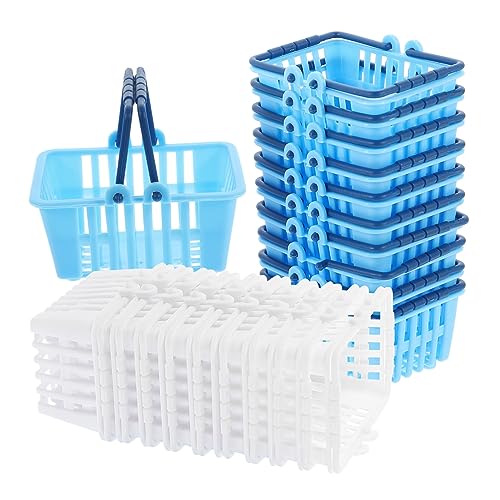 Vaguelly 20 Stück Einkaufskorb Klein Mini Winzig Supermarkt-handkorbmodi Aufbewahrungsspielzeug Handkorb Desktop-Dekorationen Desktop-Ornament Picknickkorb Plastik von Vaguelly