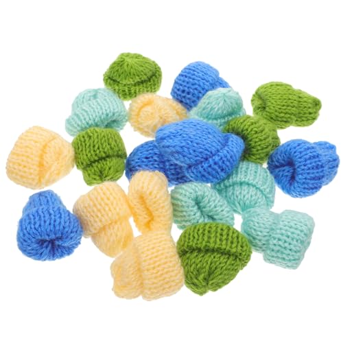 Vaguelly 20 Stück Gestrickt Mini Hut Ornamente Cute Hat Handmade Wolle Gewebt Hut Dekoration Für Schmuck Machen DIY Weihnachten Handwerk Gemischte Farben von Vaguelly