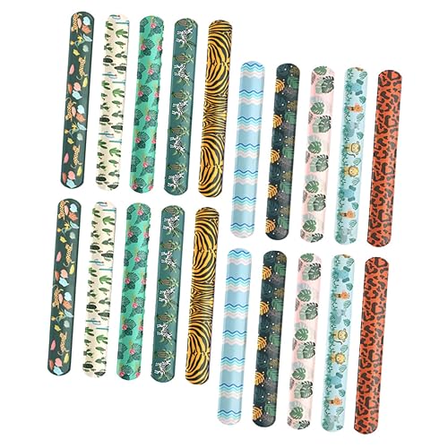 Vaguelly 20 Stück Jungle Themen Slap Armbänder Cartoon Schnapparmbänder für Kindergeburtstag Party Mitgebsel Langlebig und Sicher als und Belohnungen von Vaguelly