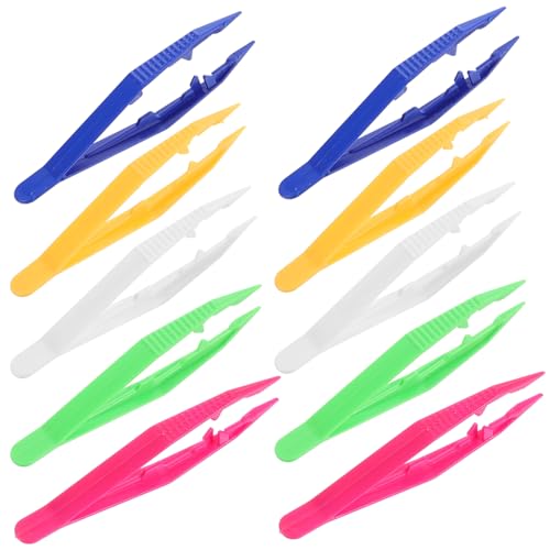 Vaguelly Pinzetten-Set Aus Kunststoff 20-teilig Für Kinder Bastelpinzette Perlenpinzette Zur Schmuckherstellung von Vaguelly