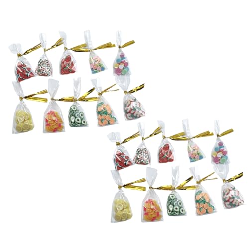 Vaguelly 20 Stück Mini -Essensspielszene Machen Sie es Mini-Essen mitgebseltütchen Snack Süßigkeiten Toys candys Dessertspielzeug für Minihaus Obstdekor für Puppenhaus Polymer-Ton von Vaguelly