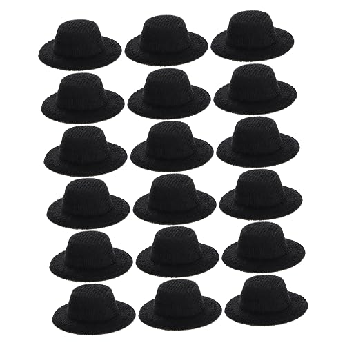 Vaguelly 20 Stück Mini-Jazzhut Puppenhüte Mini-Zylinder winzig Minihüte zum Basteln Miniatur-Filzhüte kleine Hüte für Puppen Miniatur-Puppenhut Mini-Puppenmütze Stoff Black von Vaguelly
