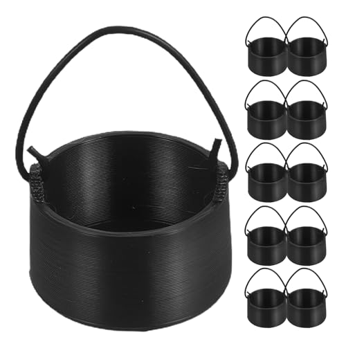 Vaguelly 20 Stück Mini-Kessel: Kunststoff-Hexeneimer, Topf, Halloween-Party-, Lagerfeuer-Dekoration für Kinder, Feengarten, Puppenhaus, Basteln, Camping-Zubehör, Tisch von Vaguelly