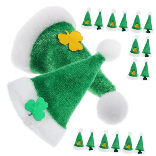 Vaguelly 20 Stück Mini-Klee-Ornamente Puppe Plüsch Heilige Verzierungen doll Accessories Hand Kleider weihnachtsmütze Foto-Requisite für Bastelhüte kreative Hutverzierung von Vaguelly