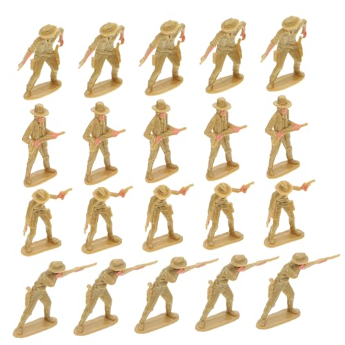 Vaguelly 20 Stück Miniatur-Charakterspielzeuge Cowboy-Dekorationen Figuren Mini-Cowboyhüte zum Basteln gefälschtes menschliches Modell Mini-Cowboy-Modell aus Kunststoff Plastik Light Brown von Vaguelly