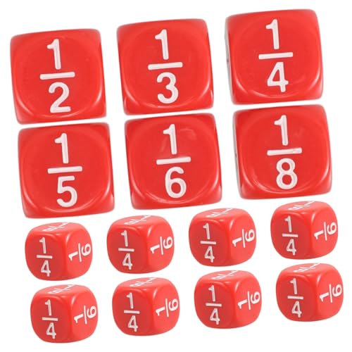 Vaguelly 20 Stück Multi Seitige Bruchwürfel für Rote Abgerundete Mathematik für Klassenzimmer und Heimunterricht Lernspielzeug Bruchverständnis und Mathematischen Fähigkeiten von Vaguelly