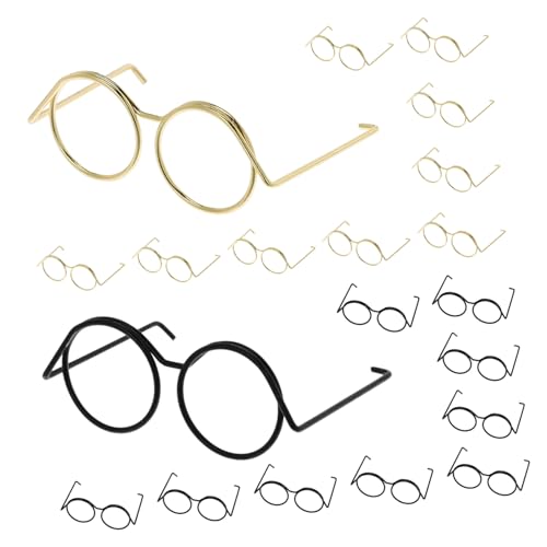 Vaguelly 20 Stück Teiliges Mini Metall Brillenset für Puppen mit Feiner Verarbeitung Stabilem Drahtgestell in Gold und Schwarz Modisches Accessoire für Puppen und Bastelprojekte von Vaguelly