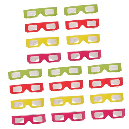 Vaguelly 20 Stück Teiliges Pappbrillen mit Anaglyph linsen in Rot Gelb Grün und Leichte Kartonrahmen für Videos und Spiele für Party und Festivalgebrauch von Vaguelly