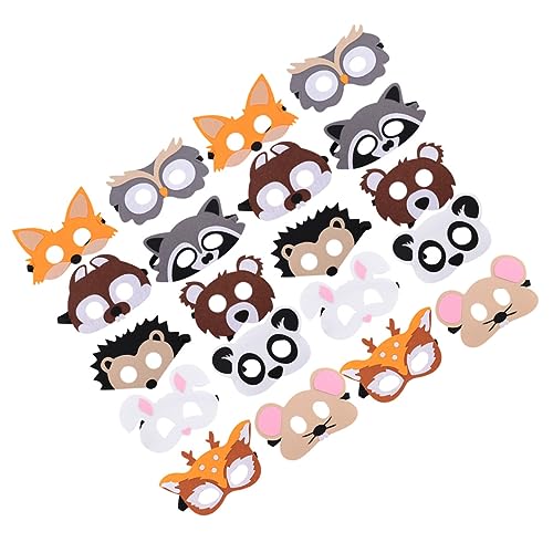 Vaguelly 20 Stück Teiliges Set Tiermasken aus Filz Halbe Gesichtsmaske für Cosplay Dekoration Party Zubehör für Geburtstagsfeiern Halloween und Feste von Vaguelly