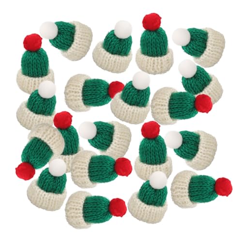 Vaguelly 20 Stück Wollmützen Mini Weihnachtsschmuck Bastelbedarf DIY Herstellungsbedarf Weihnachten DIY Bastelschmuck DIY Kunstbedarf Strickmütze Puppenmütze Winzige Mütze von Vaguelly